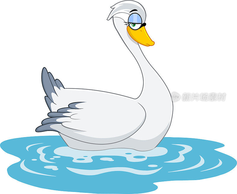 Cute Swan Bird Cartoon Character